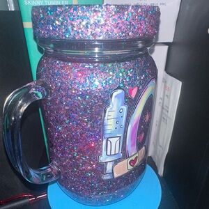Glittery Pink and Purple Art Jar